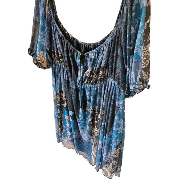 CIDER CURVE & PLUS SIZE Summer Blues Flowy Mini dress. - Picture 4 of 16